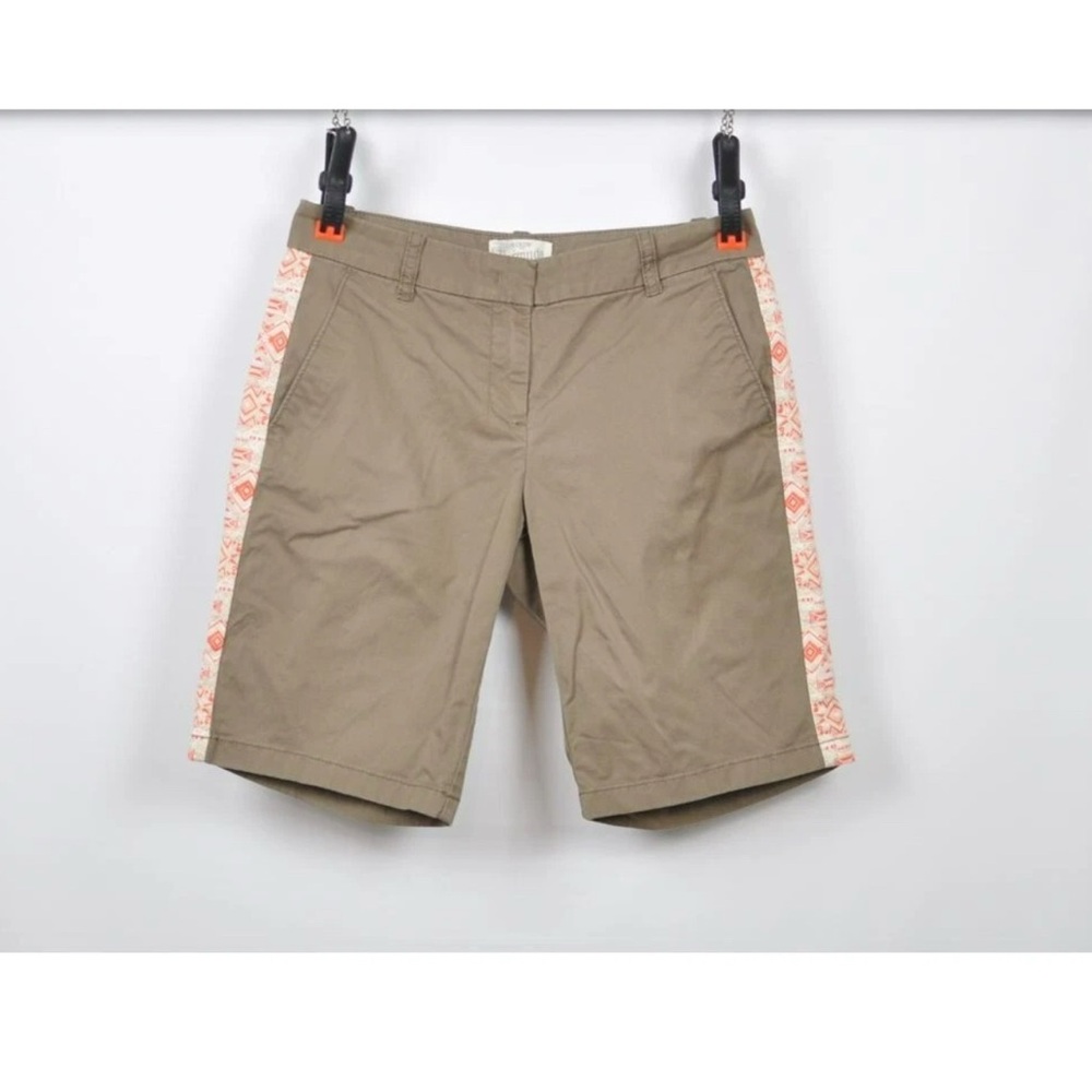 J. Crew Tan Bermudas with Pink Accents